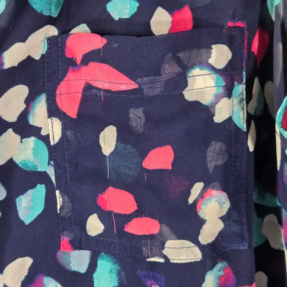 Liz Claiborne Womens Large Navy Blue Multi Color Abstract Sleeveless 2 Piece Set